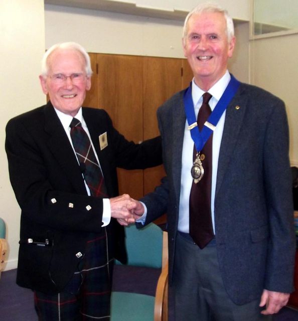 New Chairman David Galloway (right) with retiring Chairman Bert Oliver